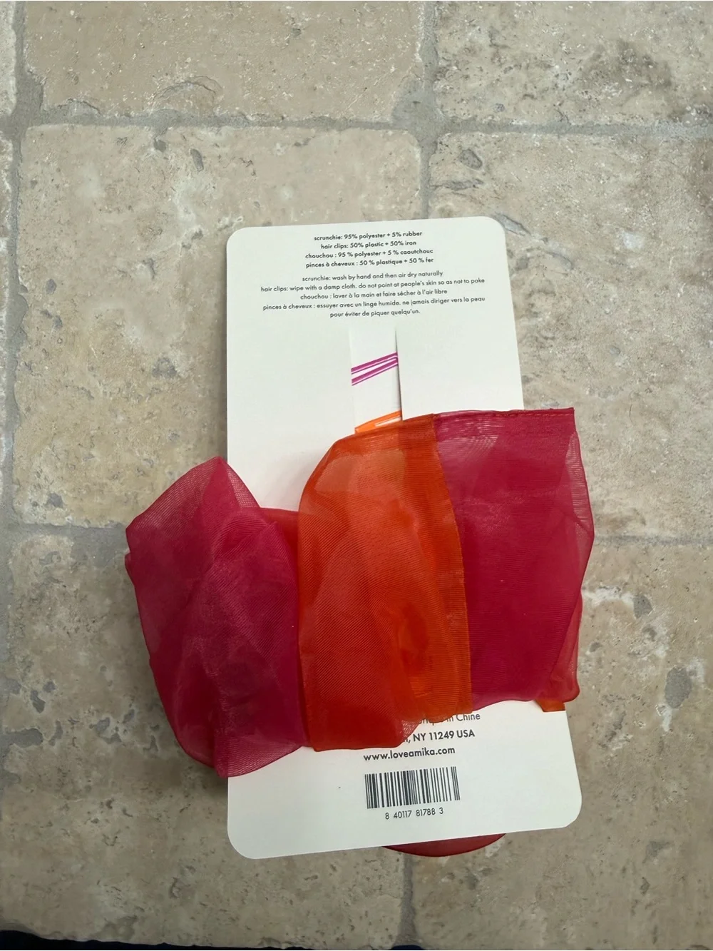 amika Kids Orange & Hot Pink Clip and Scrunchie Duo